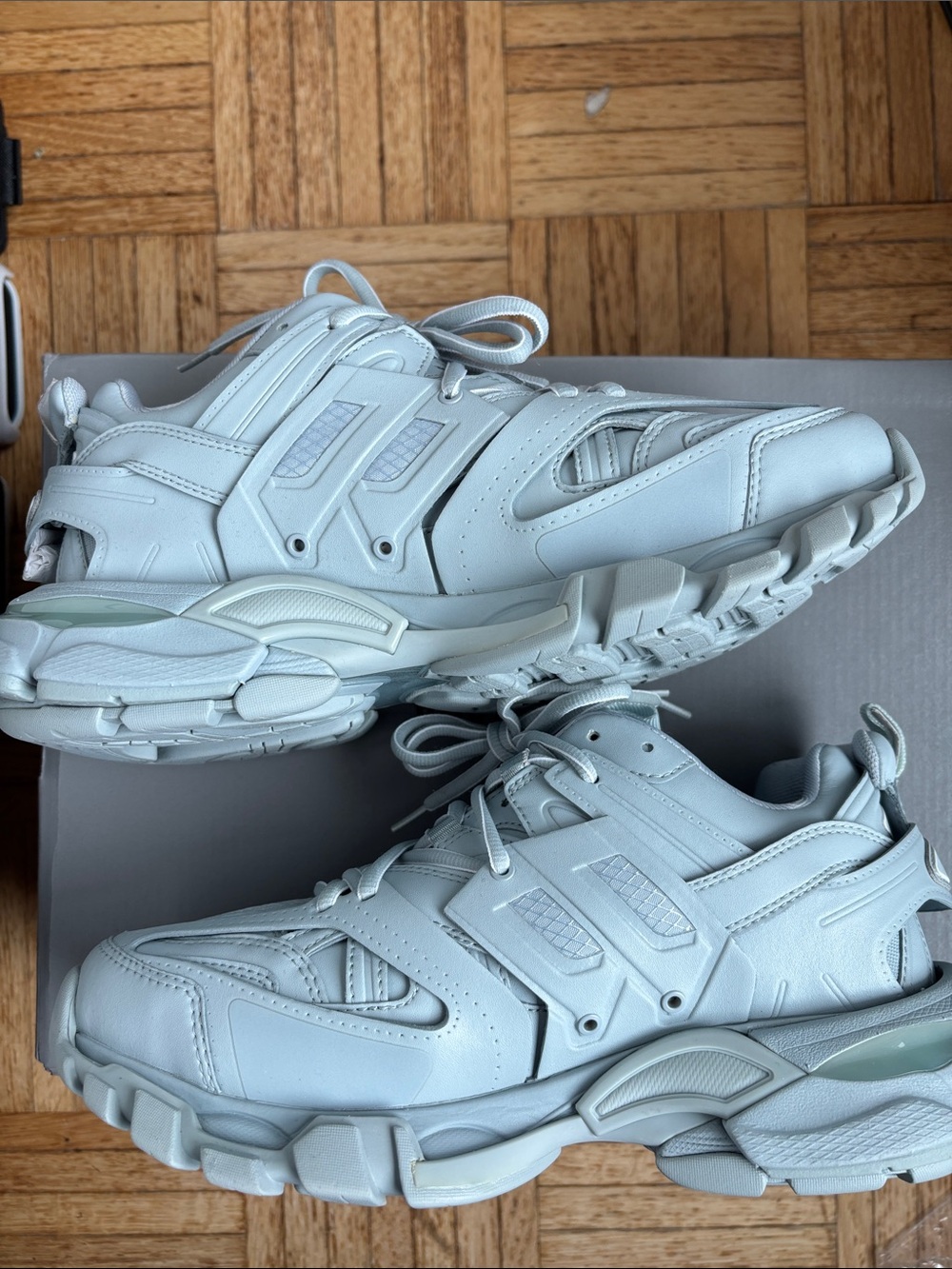 Balenciaga women’s track sneakers in pale blue